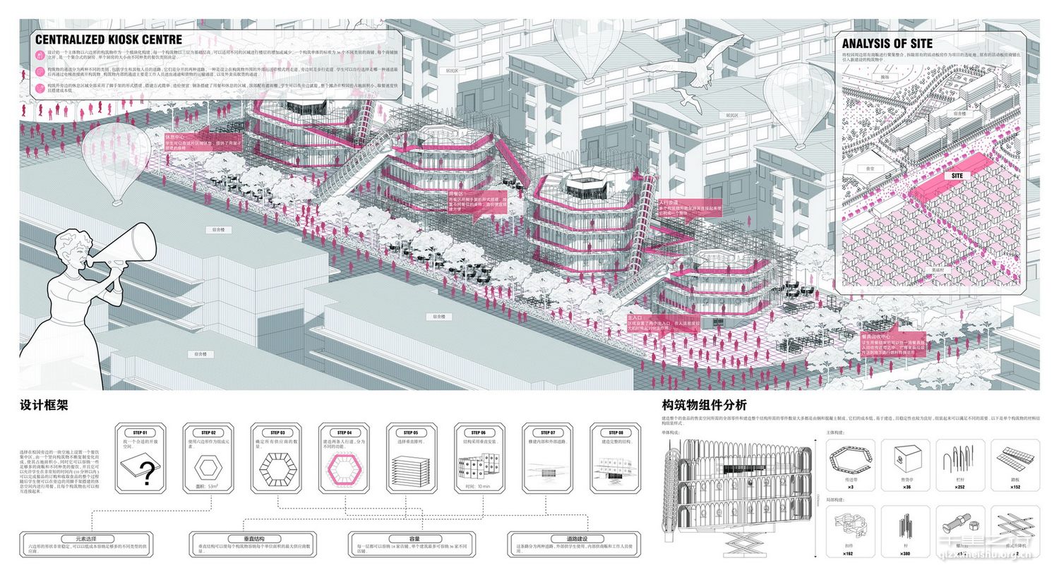 《高效模块化的校园外部餐饮设计和休息区域设计》