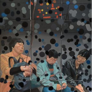 陈康《三人行》180x90cm 布面油画 2020年 指导老师：陈君魏